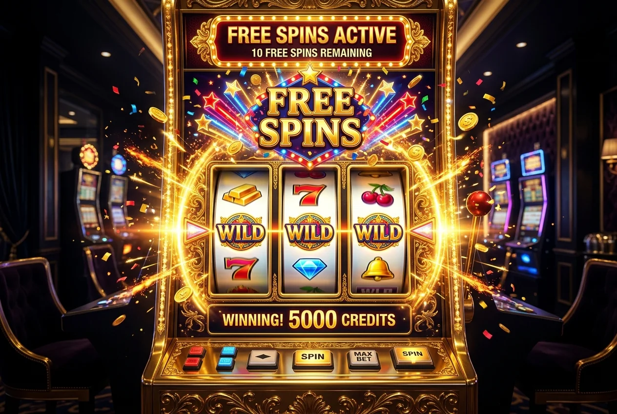 Free spins on pokies illustration